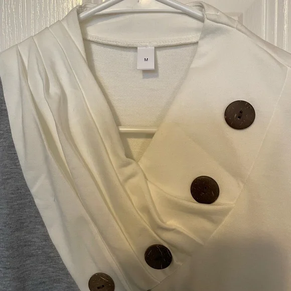 Decorative Button Patchwork Asymmetrical Neck NWOT - Picture 6 of 7